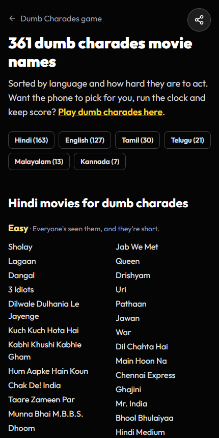 The movie list