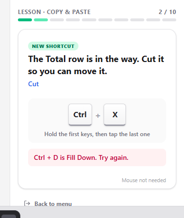 Excel Ninja telling you that Ctrl + D is Fill Down